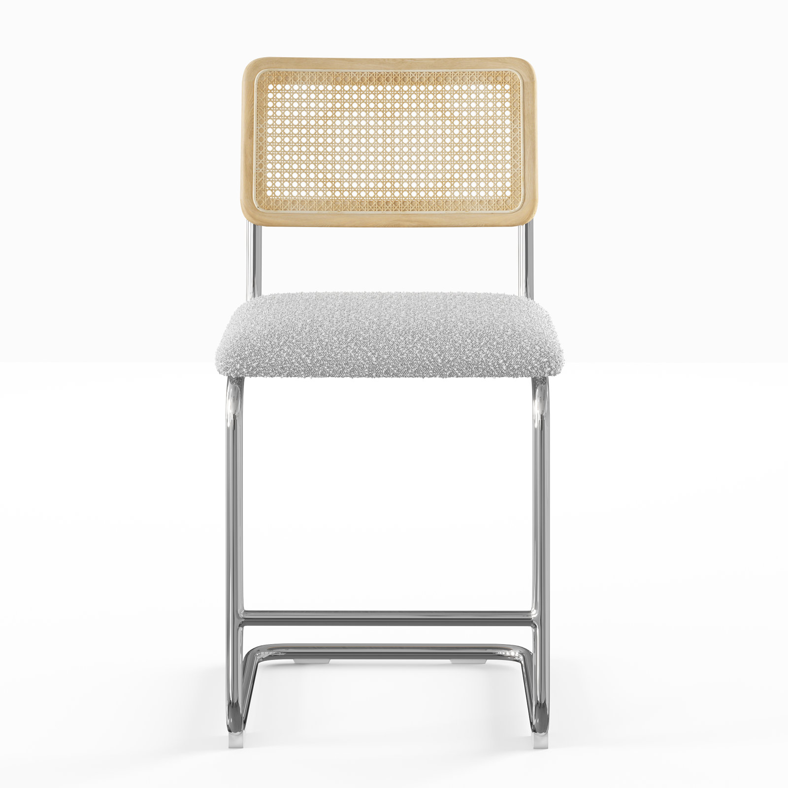 Walsh Bar and Counter Stool, Counter Stool (24” Seat Height), White Boucle/ Chrome Frame