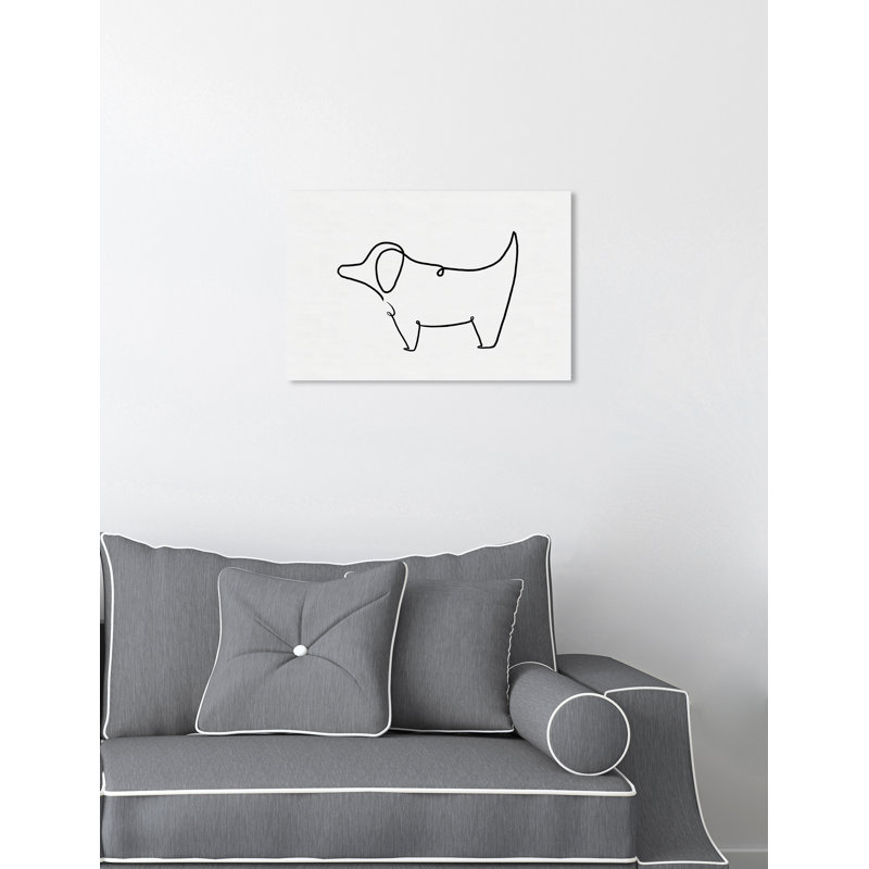 Simple contour de chiot-reproduction d’art, H 10 po x l 15 po x P 1,5 po, Toile tendue