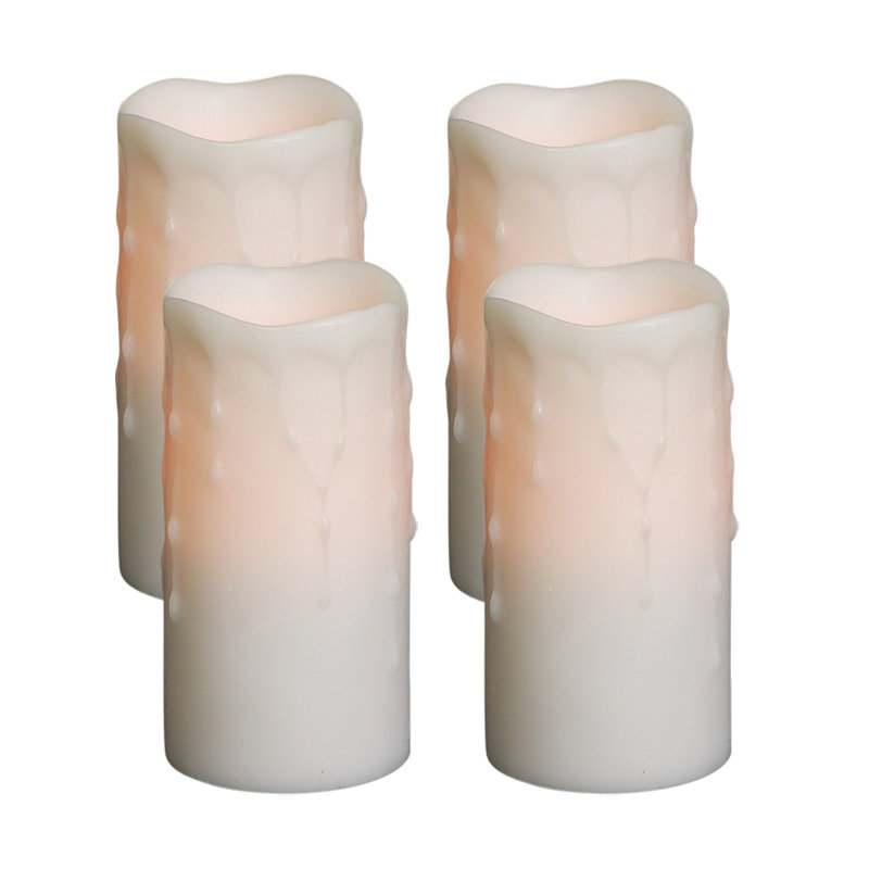 Bougie sans flamme et sans parfum, 4, Blanc, H 6 po x l 3 po x P 3 po