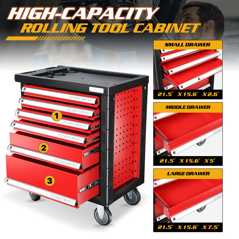 Heavy-Duty 7-Drawer Rolling Tool Chest With Locking System 661 Lb Capacity Mobile Tool Cabinet For Garage, Workshop, Warehouse??