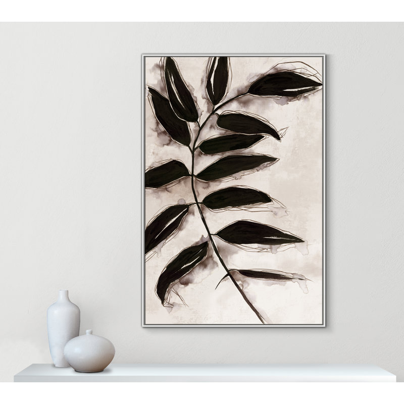 Feuilles II - Toile à cadre flottant, H 61,5 po x l 41,5 po x P 2 po, Cadre blanc