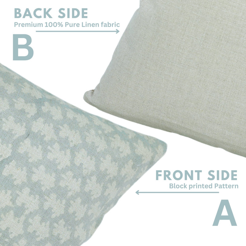 Housse de coussin Fabividine Boho, lin pur, gris, Traz, H 14 po x l 36 po, Rectangle