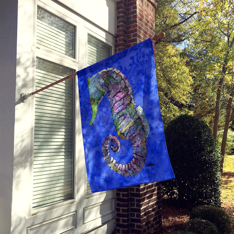Polyester 40 x 28 po hippocampe 2 côtés drapeau maison