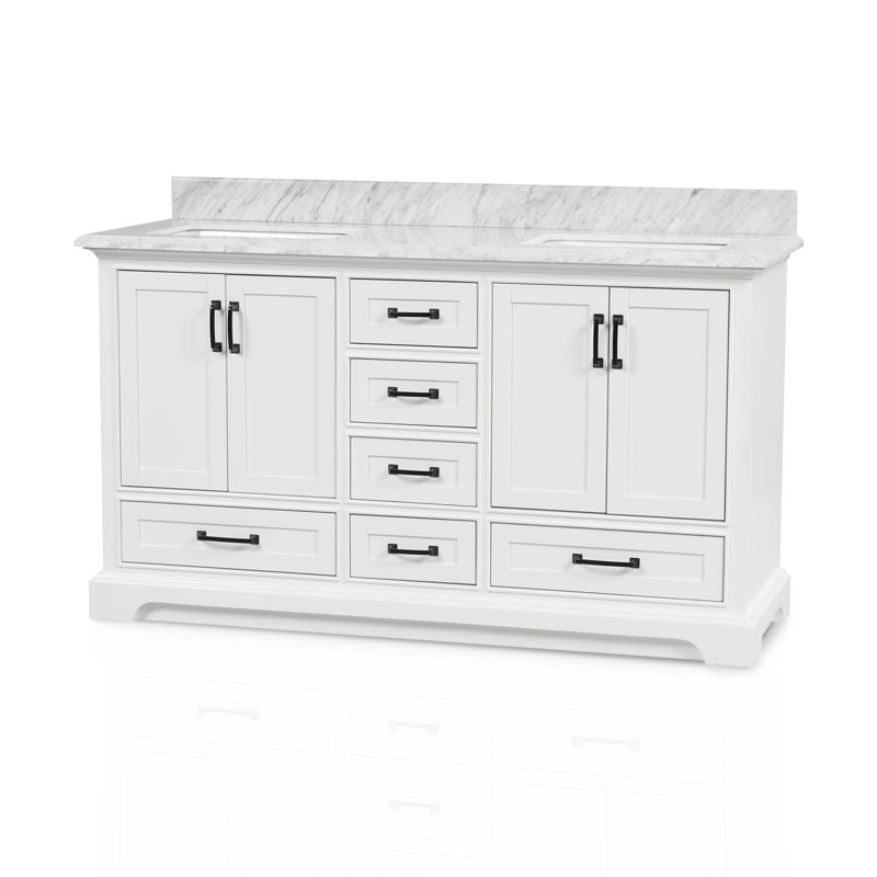 Heti 61'' Double Bathroom Vanity with Carrara Marble Top