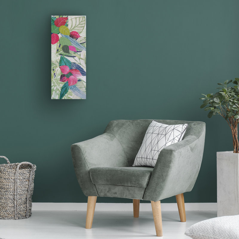 Bougainvilla II Tropical Leaves and Flowers Canvas Art in Wood Frame