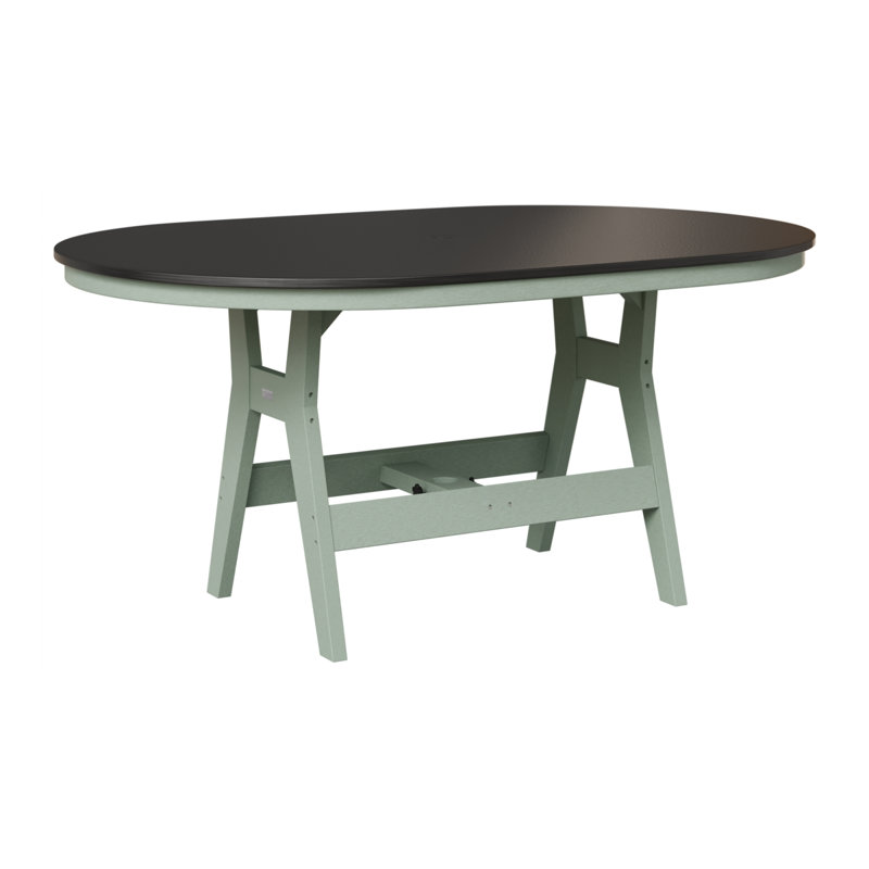 Table de bar berlinoise Berlin, H 38,87 po x l 64 po x P 44 po, Noir martelé, Écume de mer, écume de mer