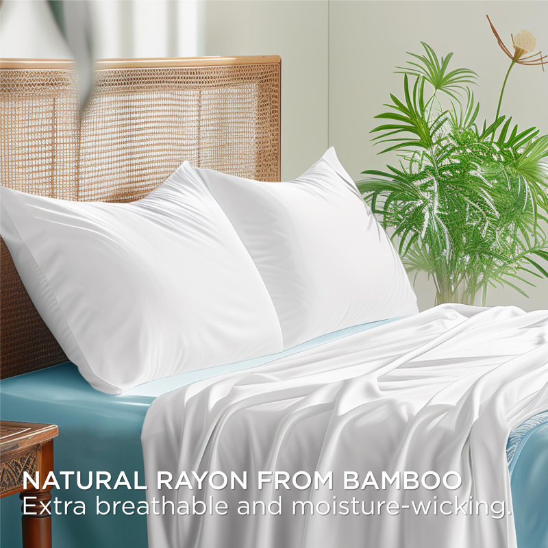 Rayon from Bamboo Cooling Pillowcase, King Pillowcase, White