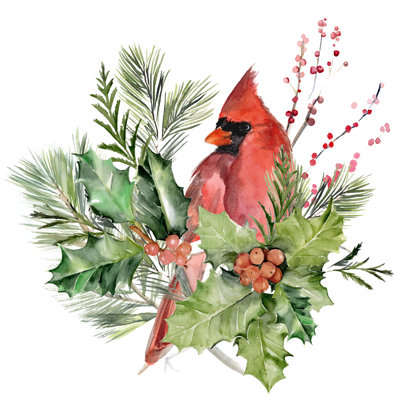 Cardinal Holly Christmas I by Jennifer Paxton Parker - Wrapped Canvas Painting