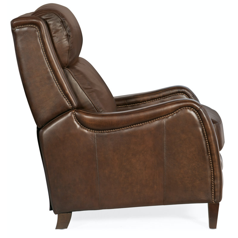 Sulema Leather Power Recliner, Dark Brown Genuine Leather, Manual