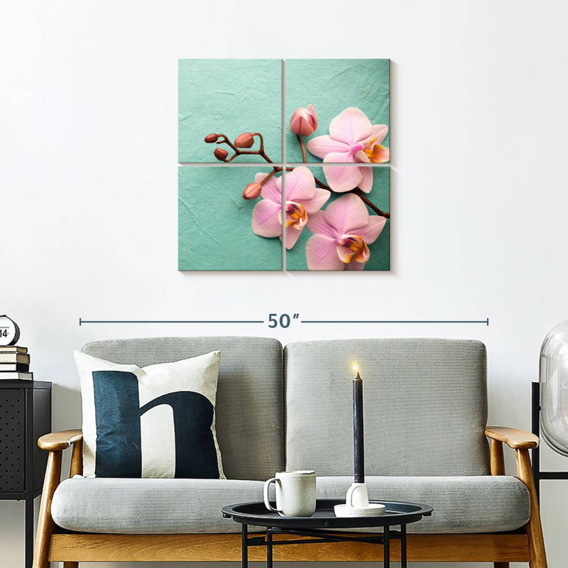 Orchidées rose pâle, H 26 po x l 26 po
