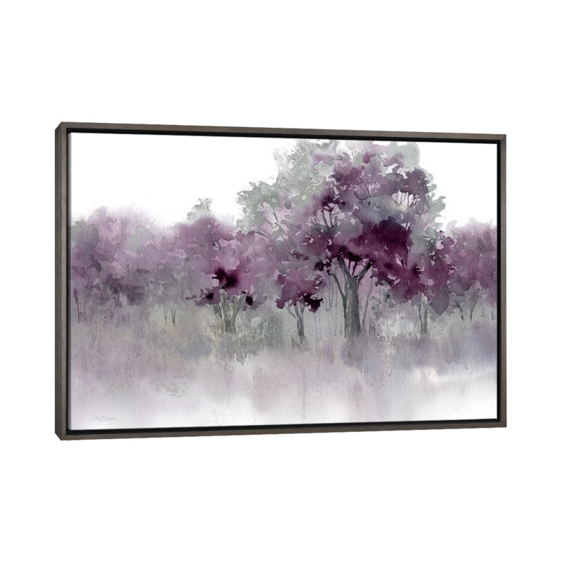 «Water's Edge II - Mauve» par Carol Robinson - reproduction imprimée, H 18 po x l 26 po, Toile encadrée, Bois foncé rustique