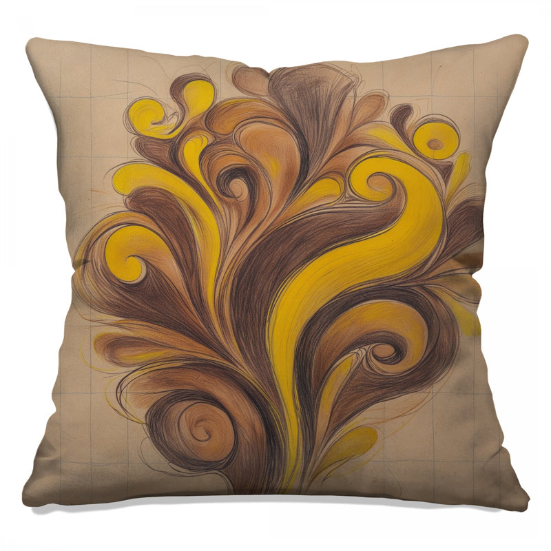 Coussins décoratifs à double face brun et jaune, 16 po x 16 po