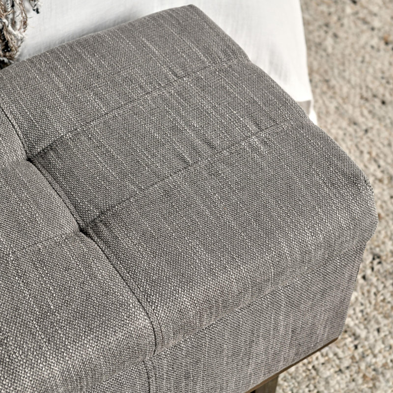 Louise Upholstered Storage Bench, Gray Basketweave