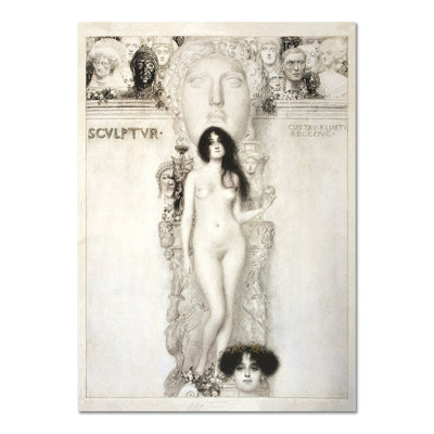 Sculpture by Gustav Klimt - No Frame Print on Glass