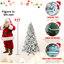 Arbre de Noël illuminé enneigé 7 pi avec 400 lumières UL, 1072 pointes en PVC, fil à mémoire dépliable, assemblage facile et support en métal stable, décor des Fêtes enneigé-130534434-130534435