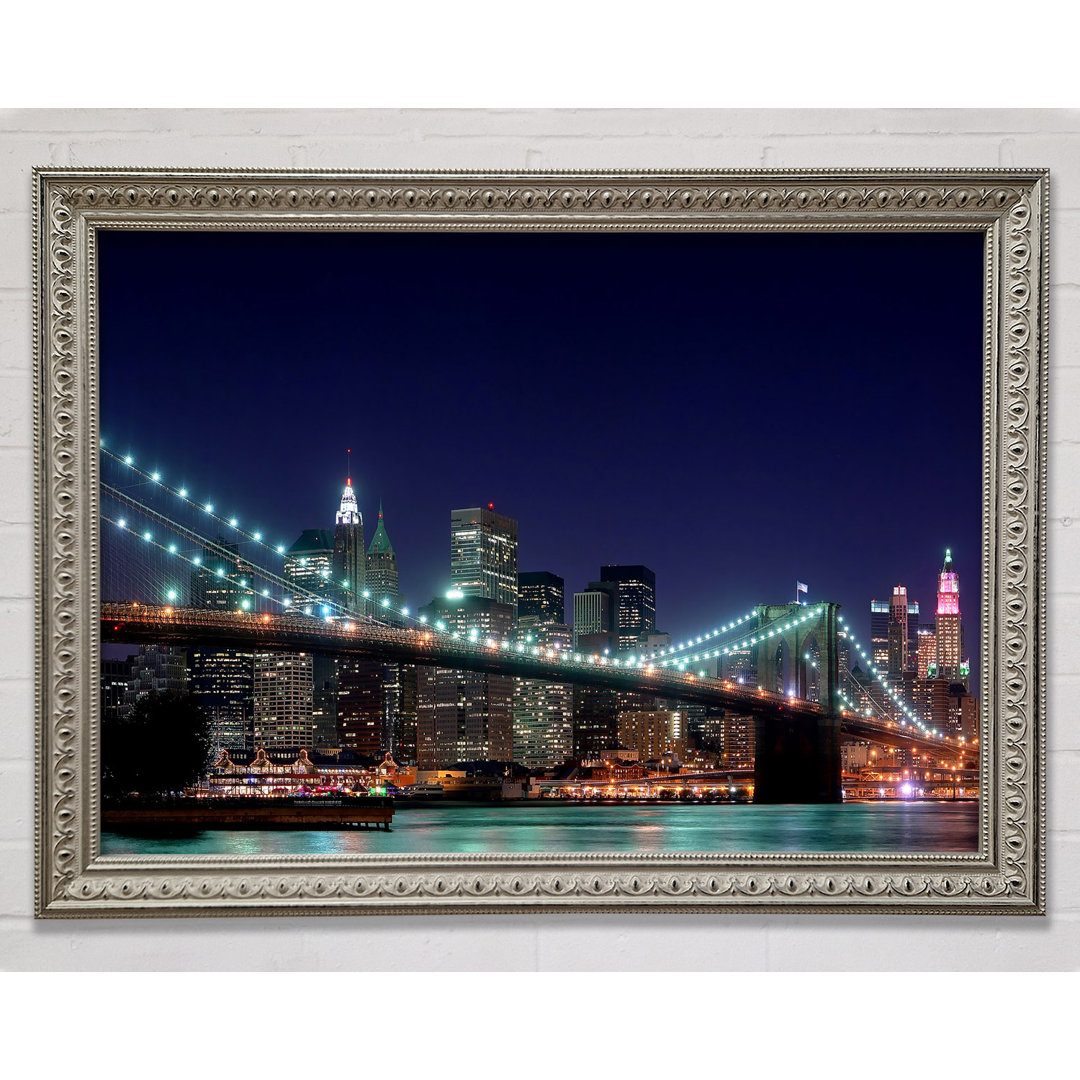 Brooklyn Bridge New York Lights - Einzelne Bilderrahmen Kunstdrucke