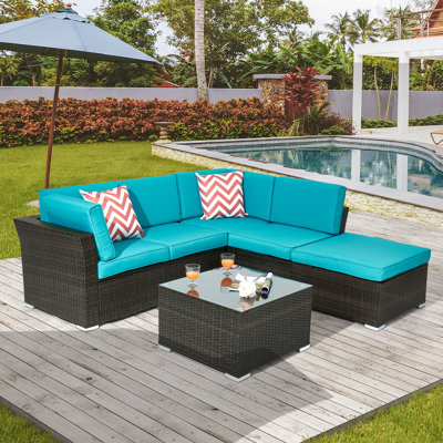 5 - Person Modular Patio Conversation Set with Cushions