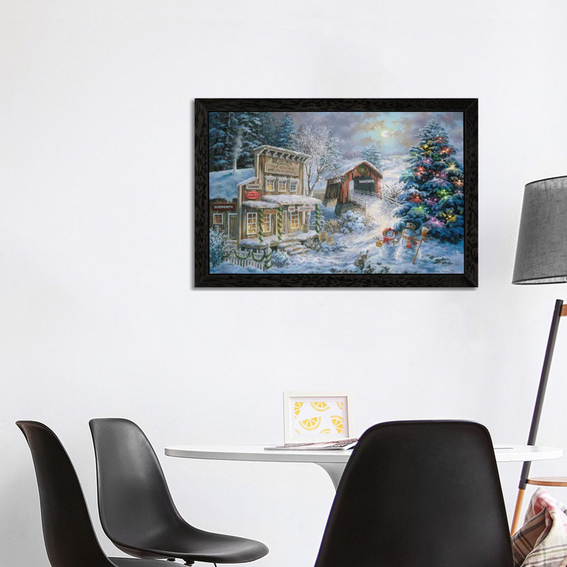 Country Shopping by Nicky Boehme - Floater Frame Painting on Canvas, 101.6 cm H x 66.04 cm W, Black