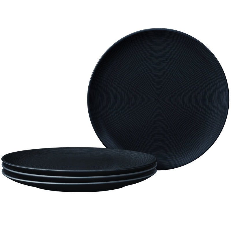 Noritake Colorscapes Swirl Coupe Dinner Plates, 11", Black