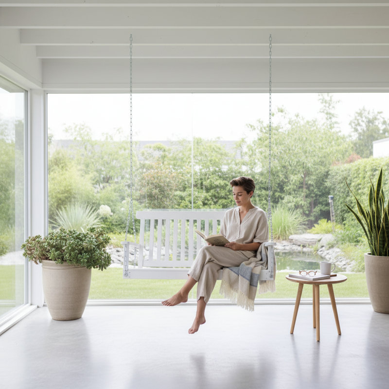 Balancelle de patio 2 places Outsunny, Blanc, 47,2 po
