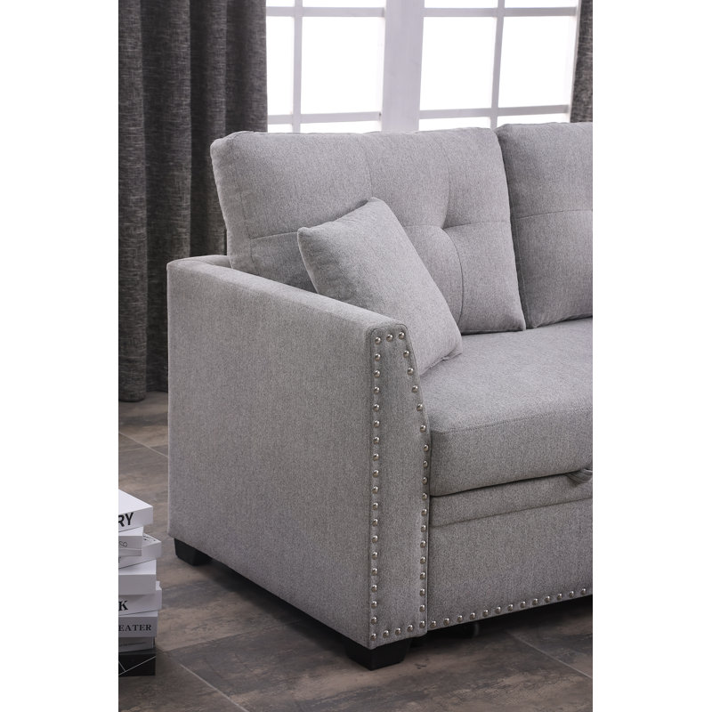 Lucenia Upholstered 81.5'' Sleeper Sofa, Light Gray