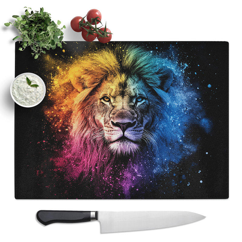 Lion Graphic  Glass Chopping Board