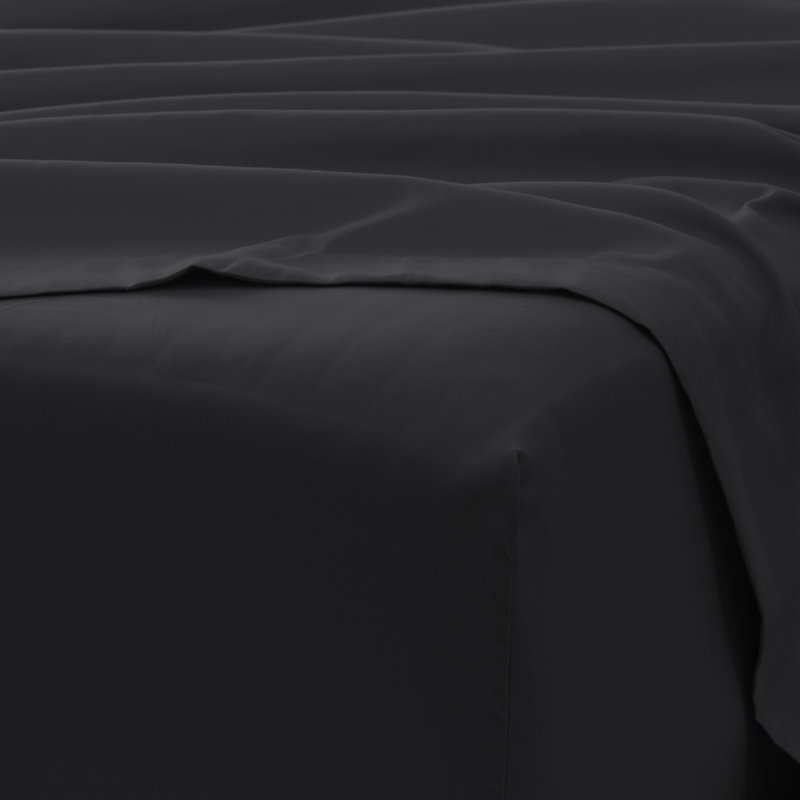 Sateen Double Brushed Microfiber Sheet Set, King Sheet Set + Fitted Sheet + 2 Pillowcases, Onyx