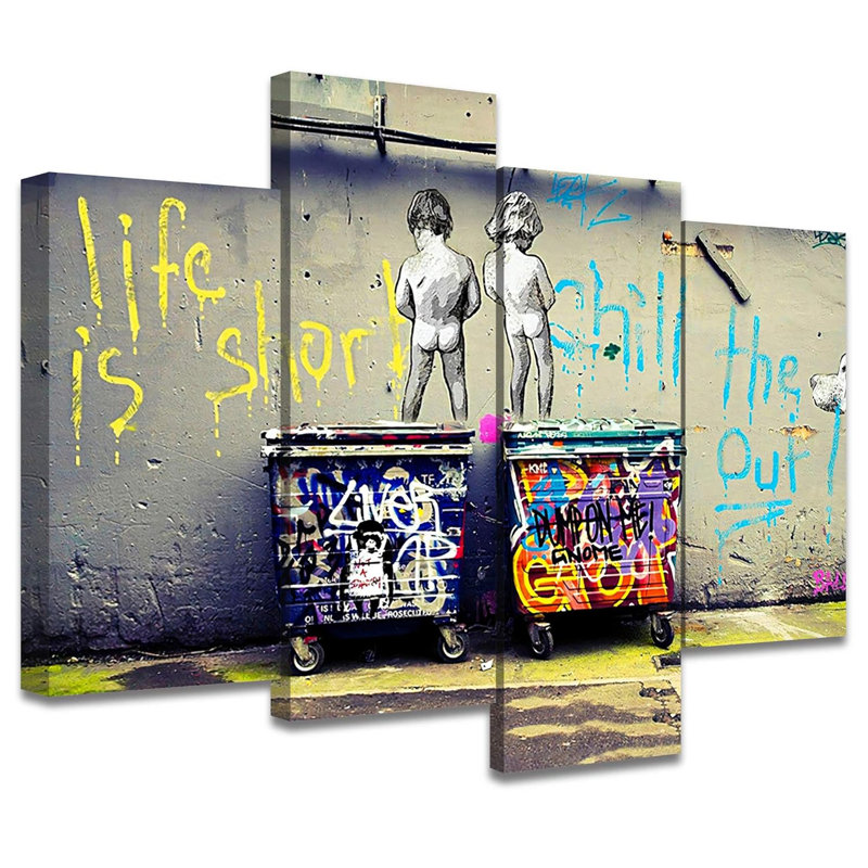 Pop Urban Street Banksy Life Is Short Graffiti 4 pièces