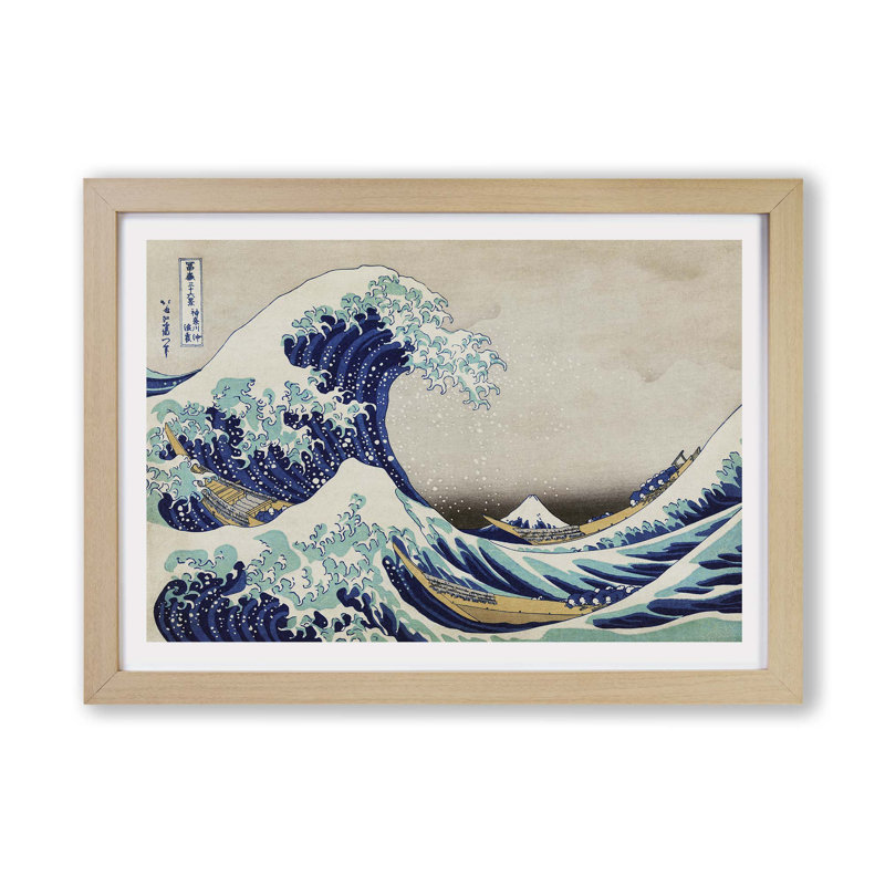 The Great Wave Off Kanagawa by Katsushika Hokusai - Single Picture Frame Print, Oak, 45cm H x 63cm W x 2cm D