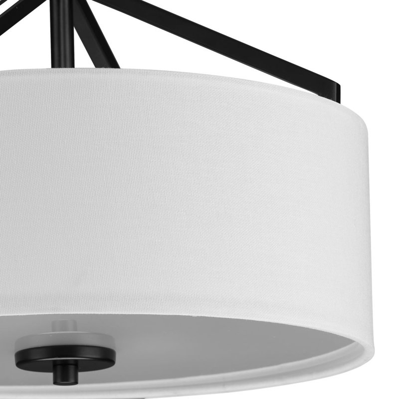 Plafonnier semi-encastré en tissu, Noir mat