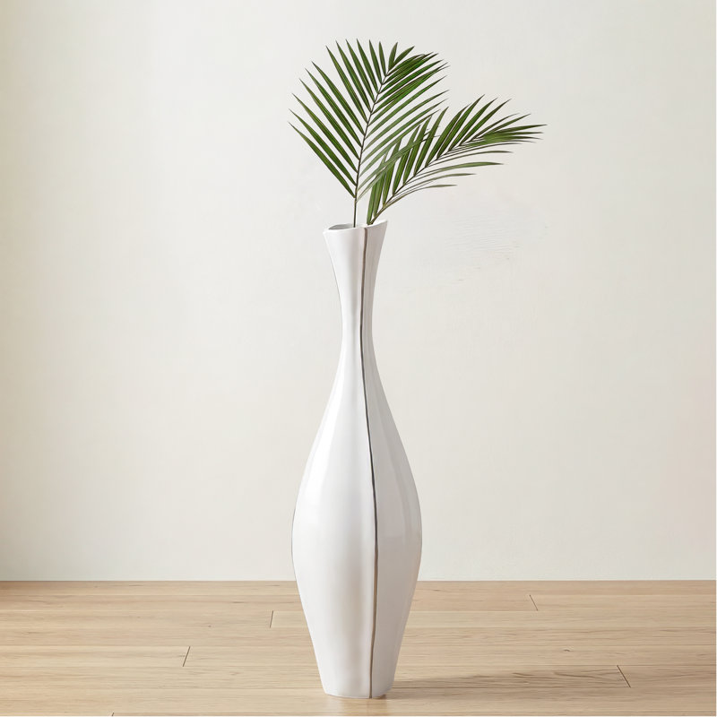  Bouchet 26" Tall Handmade Whimsical Gourd White Floor Vase, 26.5" H x 7.75" W x 7.75" D