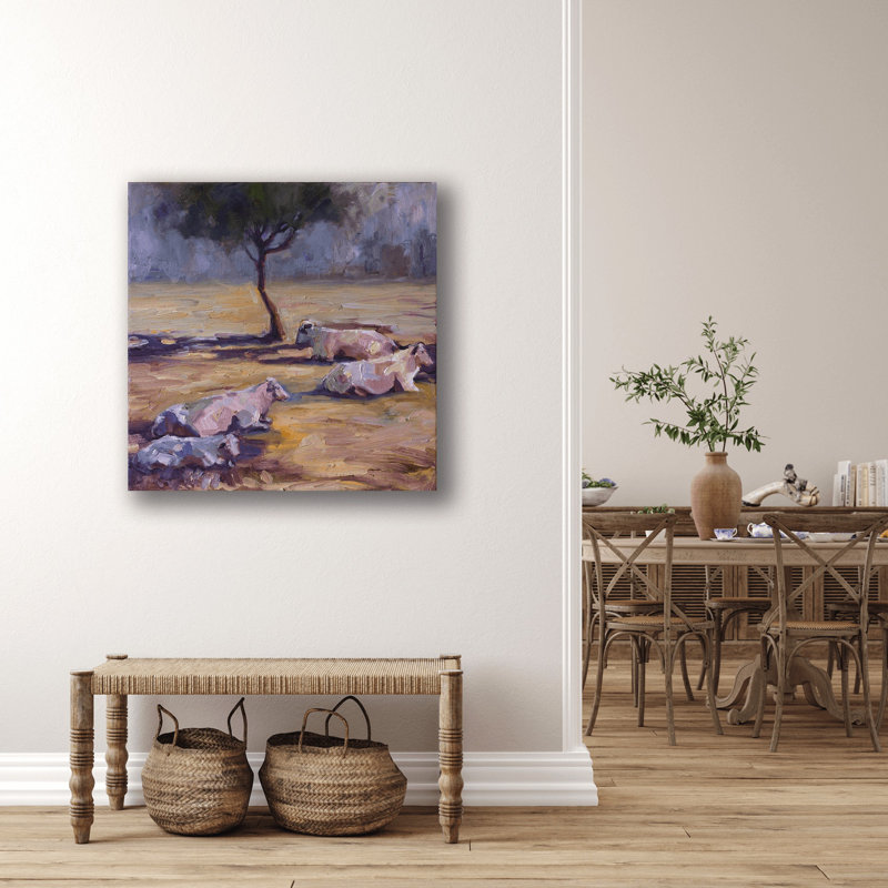 RESTING COWS RESTING COWS - Unframed Print on Canvas, 20" H x 20" W x 1.75" D, White Framed Canvas