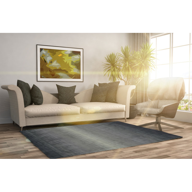 Tapis gris à rayures transitionnelles Modern Talia, Rectangle 8 pi 9 po x 11 pi 9 po