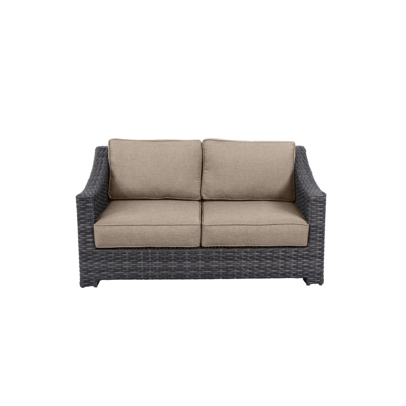 Donley 62'' Wide Wicker Loveseat with Cushions, Wheat