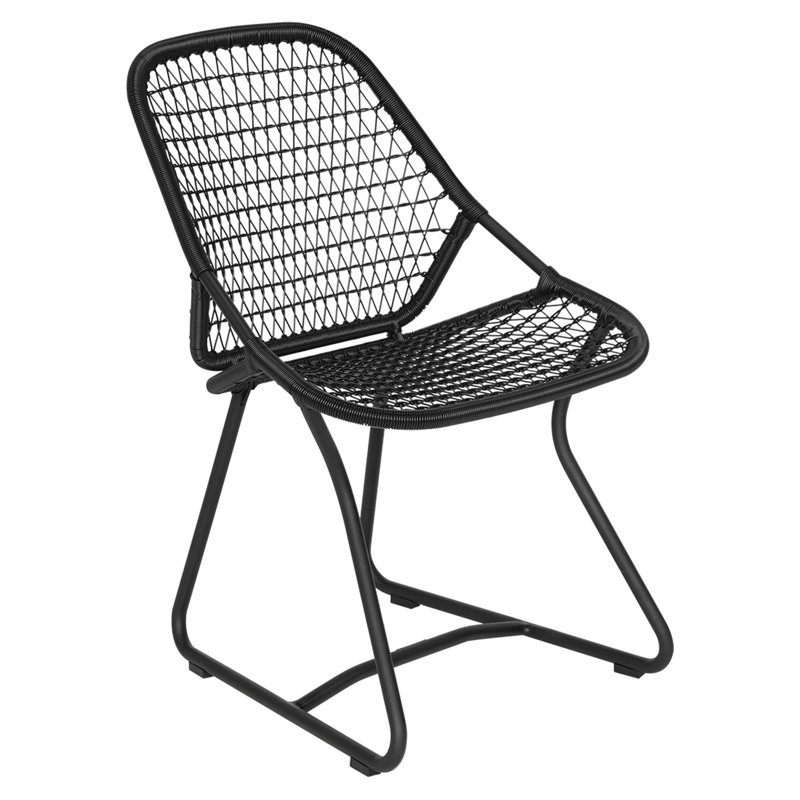 Sixties Outdoor Dining Side Chair, Liquorice