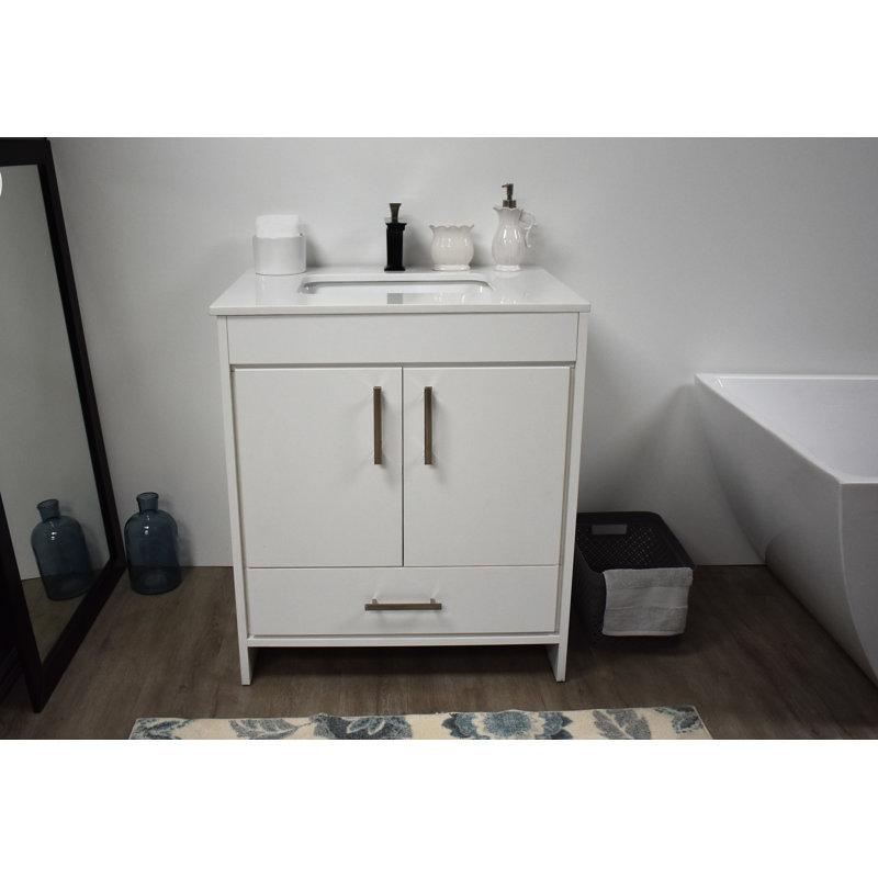 Ensemble de meuble-lavabo simple 30 po Annily, Blanc, Brillant