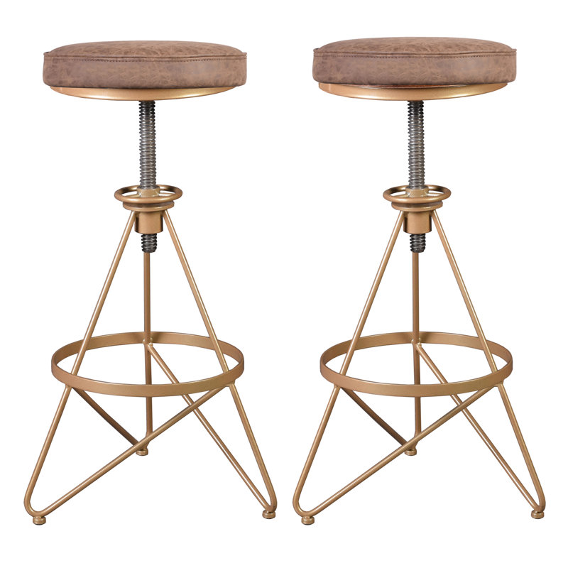 Tabouret pivotant à hauteur réglable, Or / brun
