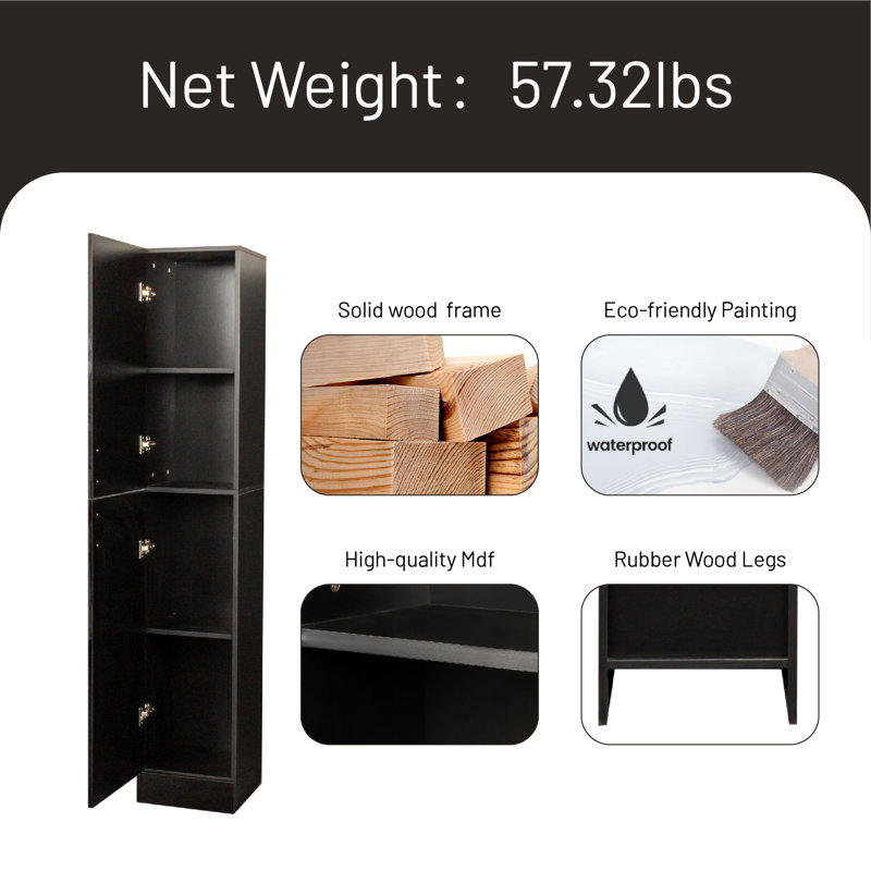 Burcet Bathroom Cabinet, Black