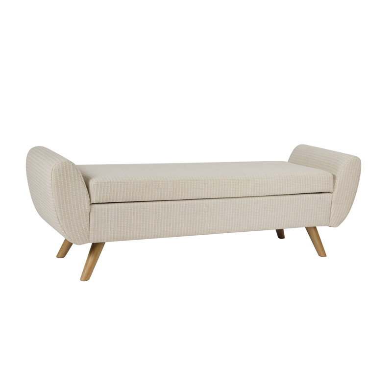 Banc de rangement rembourré Amsi, White Woven Stripe