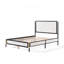 Grand lit avec tête de lit en tissu blanc, cadre champagne argenté et noir-2431315