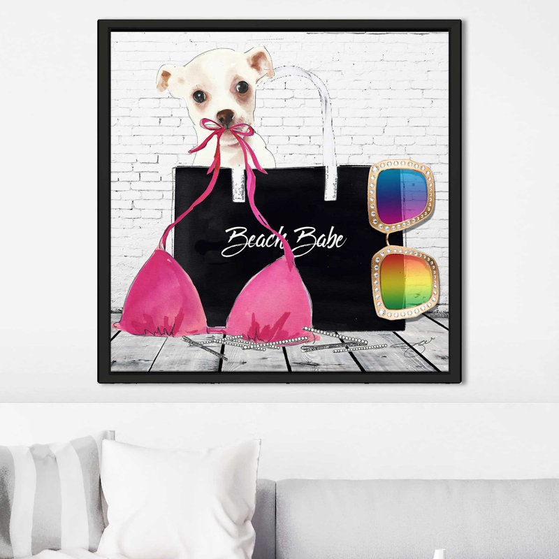 Beach Babe (Square) par By Jodi - impression, H 39,5 po x l 39,5 po x P 2 po, Cadre flottant noir