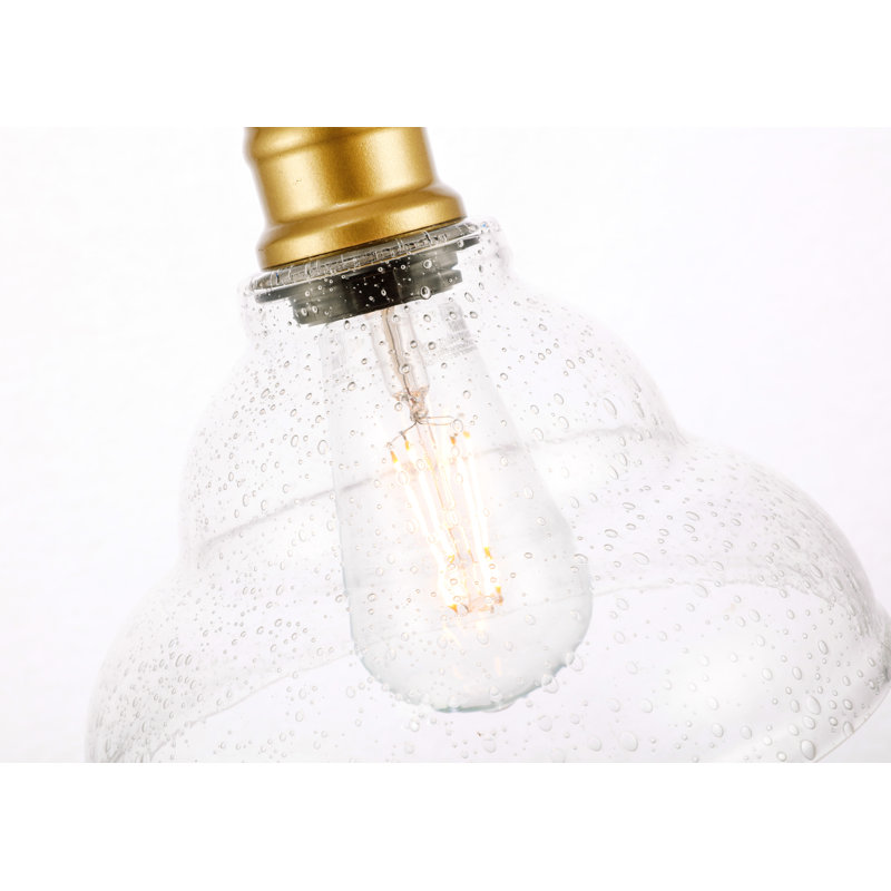 Luminaire suspendu en forme de dôme à 1 lumière Vernia, H 7,6 po x l 8,5 po x p 8,5 po, Laiton
