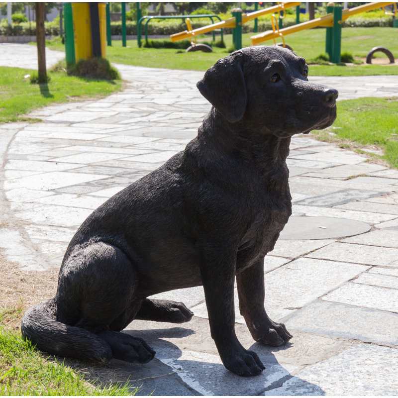 Statue Noble Labrador assis, Noir