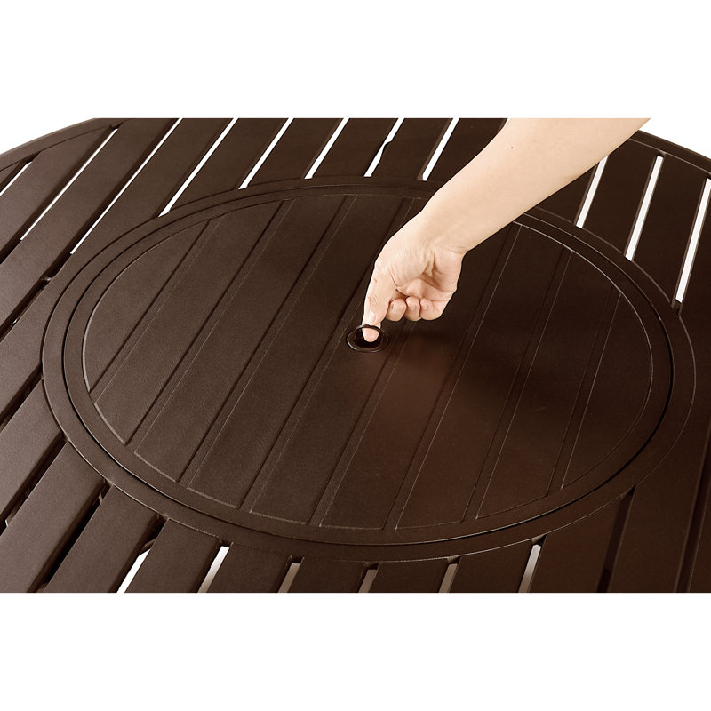 Belteau Round Aluminum Propane Smokeless Fire Pit Table with Hidden Fuel Tank, Brown
