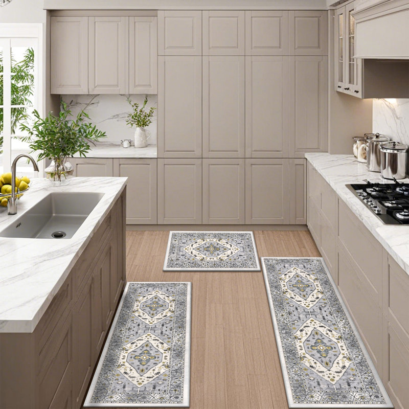 Machine Washable Non-Slip Kitchen Mat, Gray