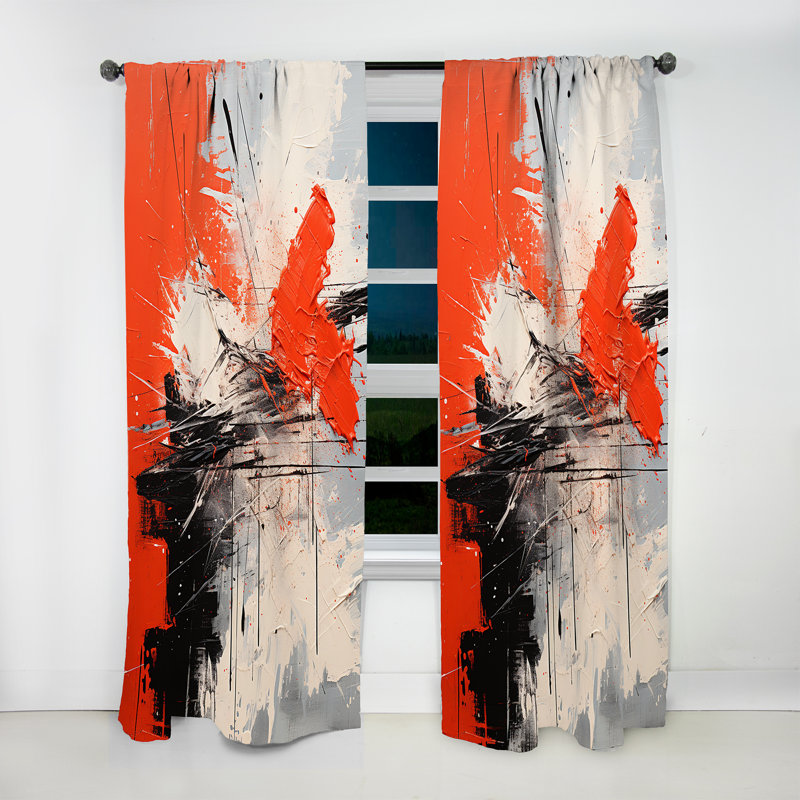 Bradbourne Red And White Chaos Unleashed I - Collages Curtain - Velvet Room Darkening - 1 panel, 52" W x 108" L
