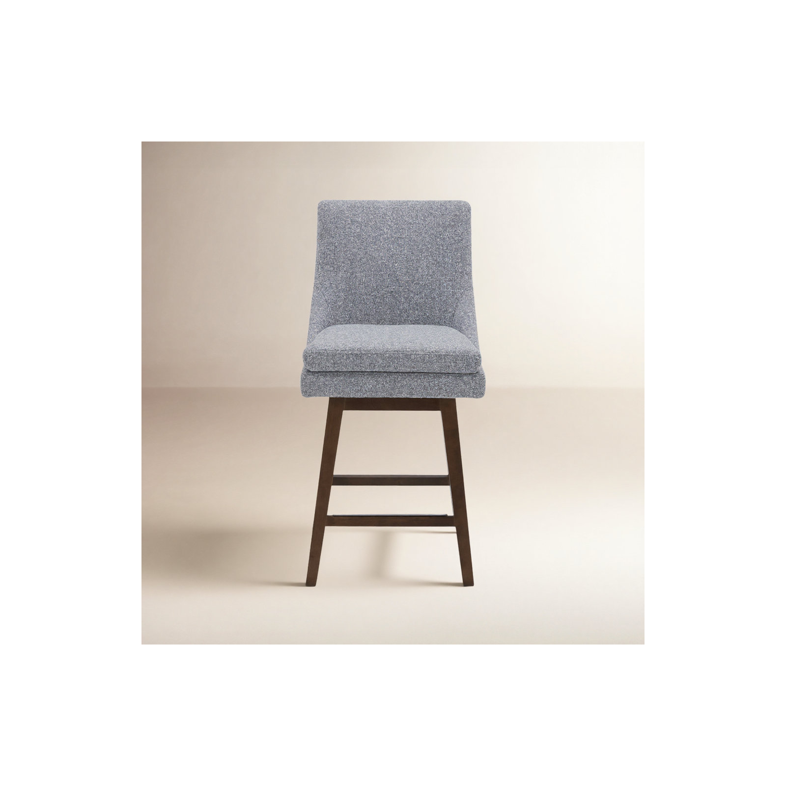 Zahara 26" Upholstered Swivel Counter Stool, Nathan Gray Tweed/Walnut, Counter Stool (26” Seat Height)