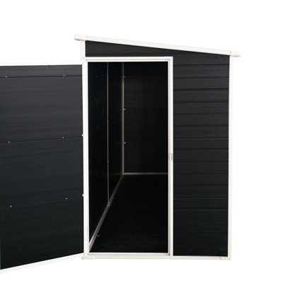 Remise de patio en résine 8 x 4 pi - porte verrouillable, 2 fenêtres pour outils de jardin - vélos d'extérieur noirs