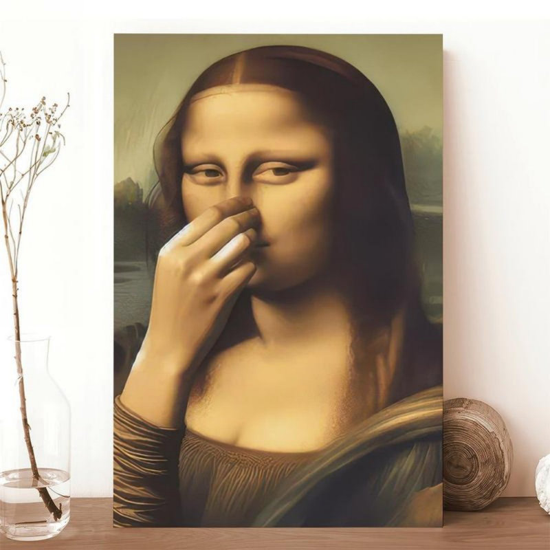 Reproduction sur toile «Playful Mona Lisa», 24 * 16 pouces (60 * 40 * 2cm)