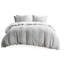 Housse de couette pour lit double / grand lit, gris et coton, avec fermeture à bouton